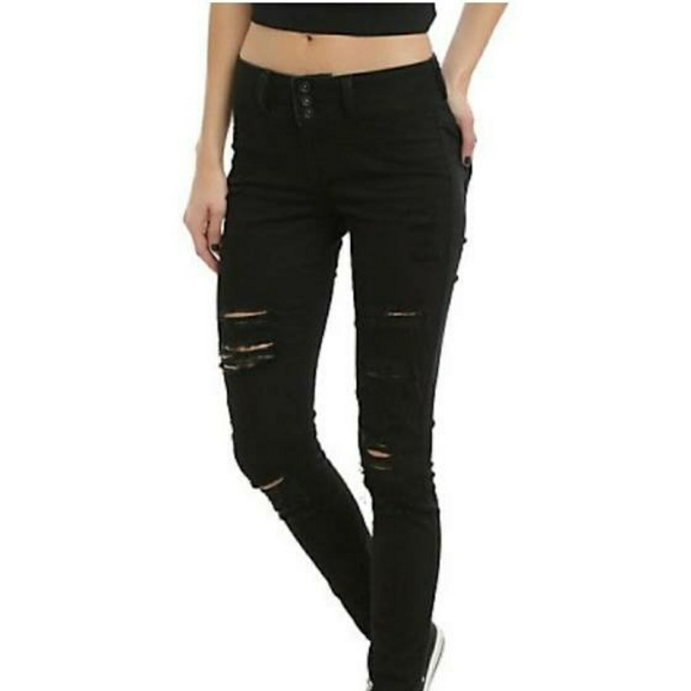 **SALE**Black Deconstructed Blackheart Jeans